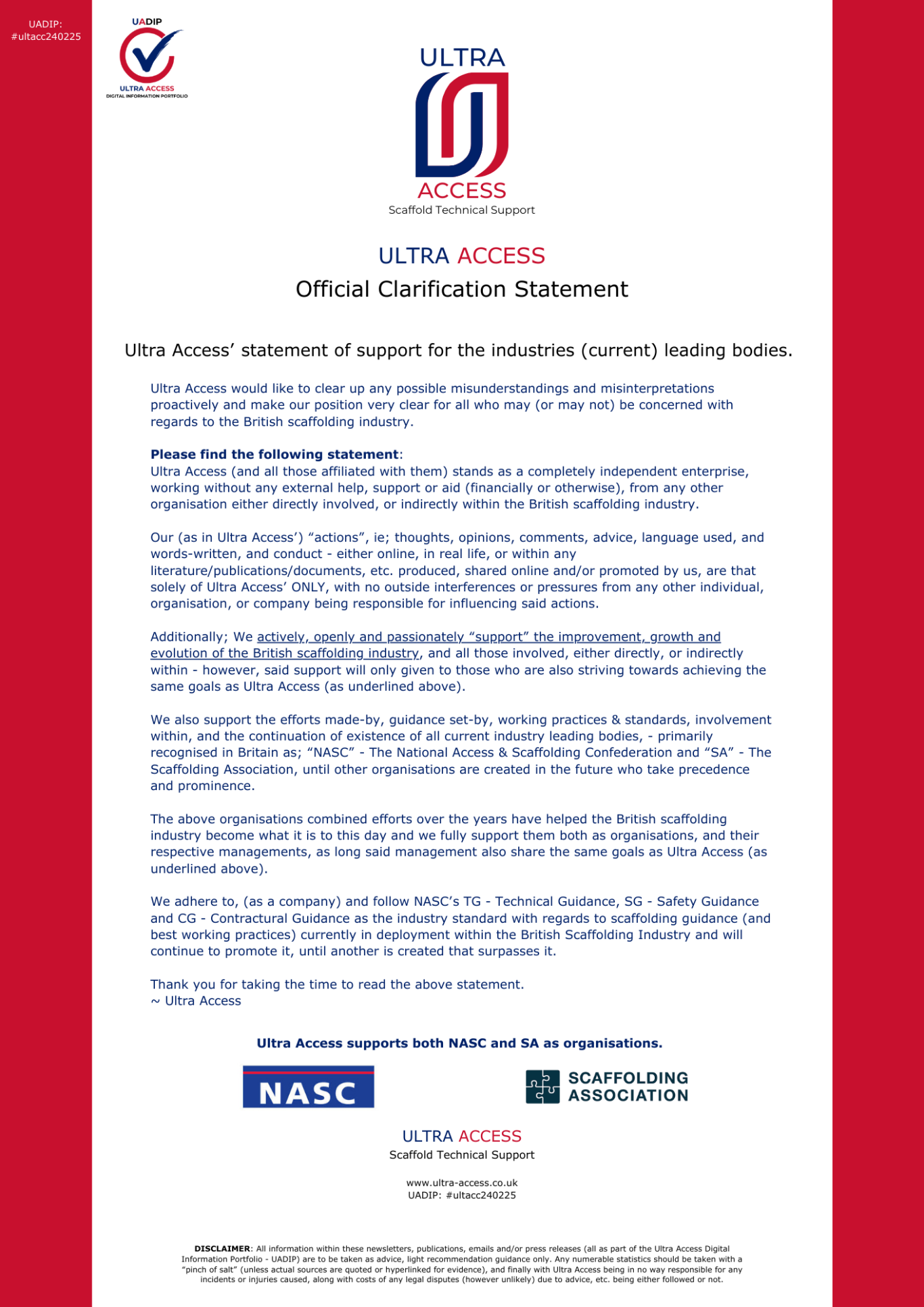 Official Clarification Statement