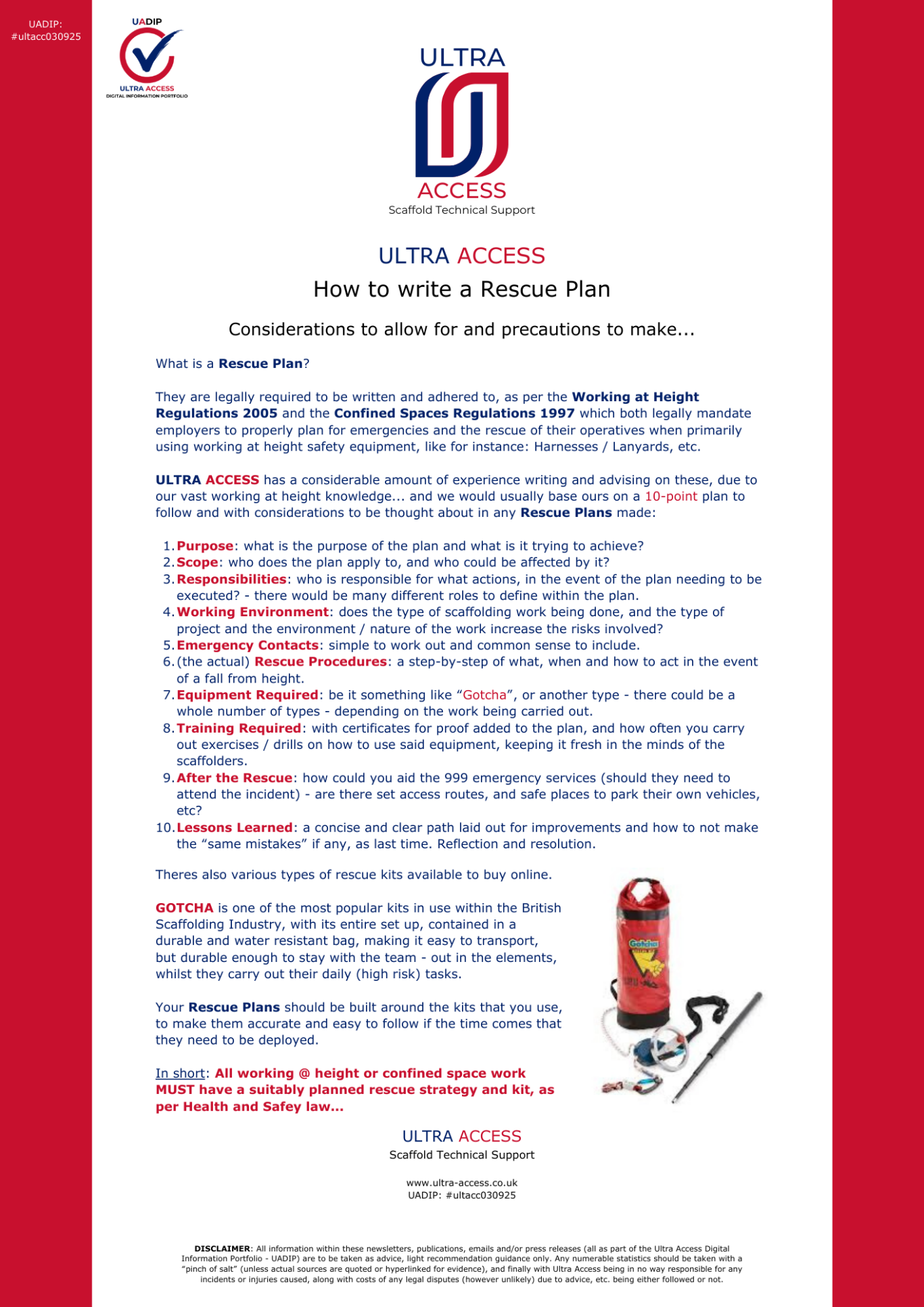 How to write a Rescue Plan