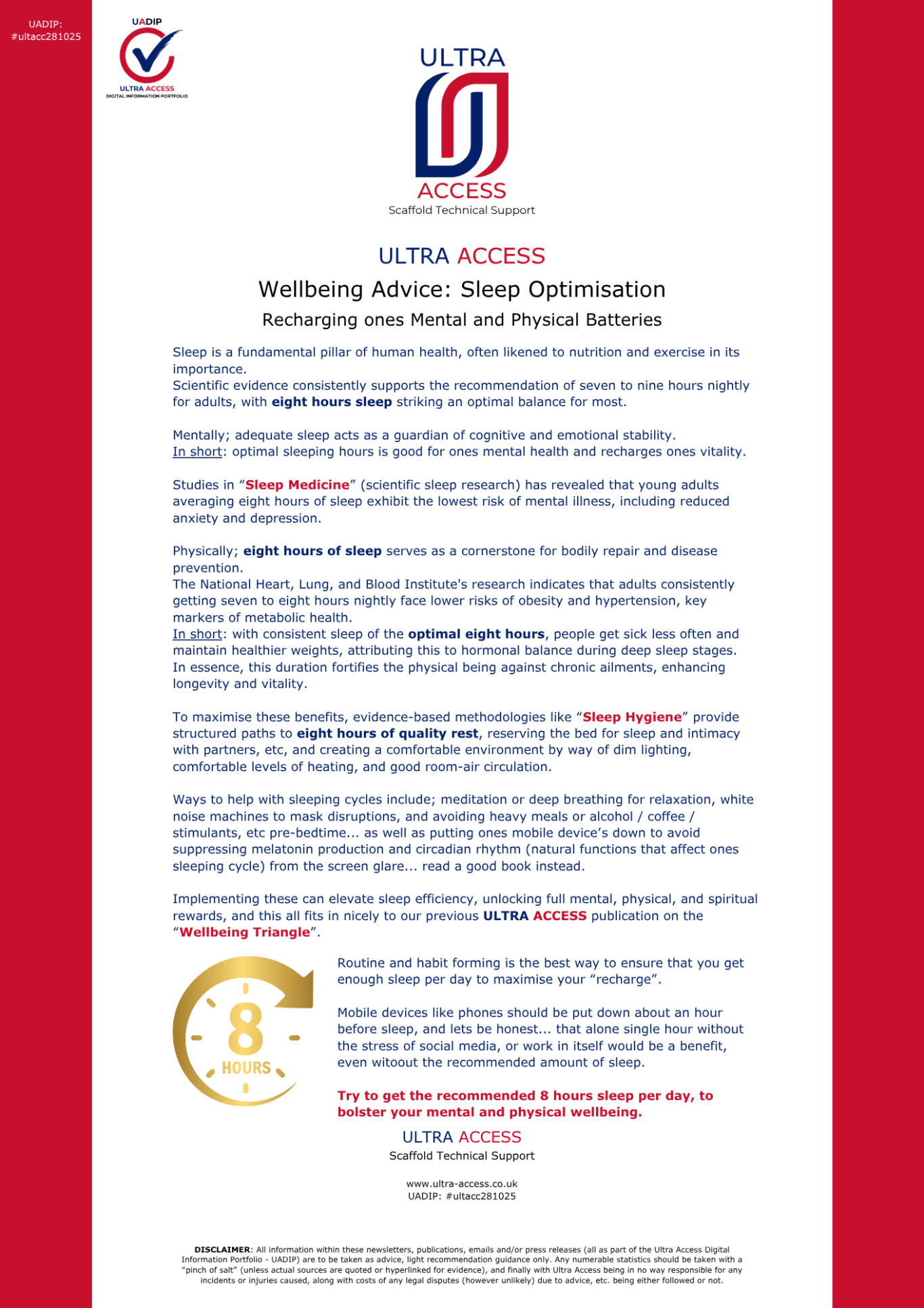 Wellbeing Advice: Sleep Optimisation