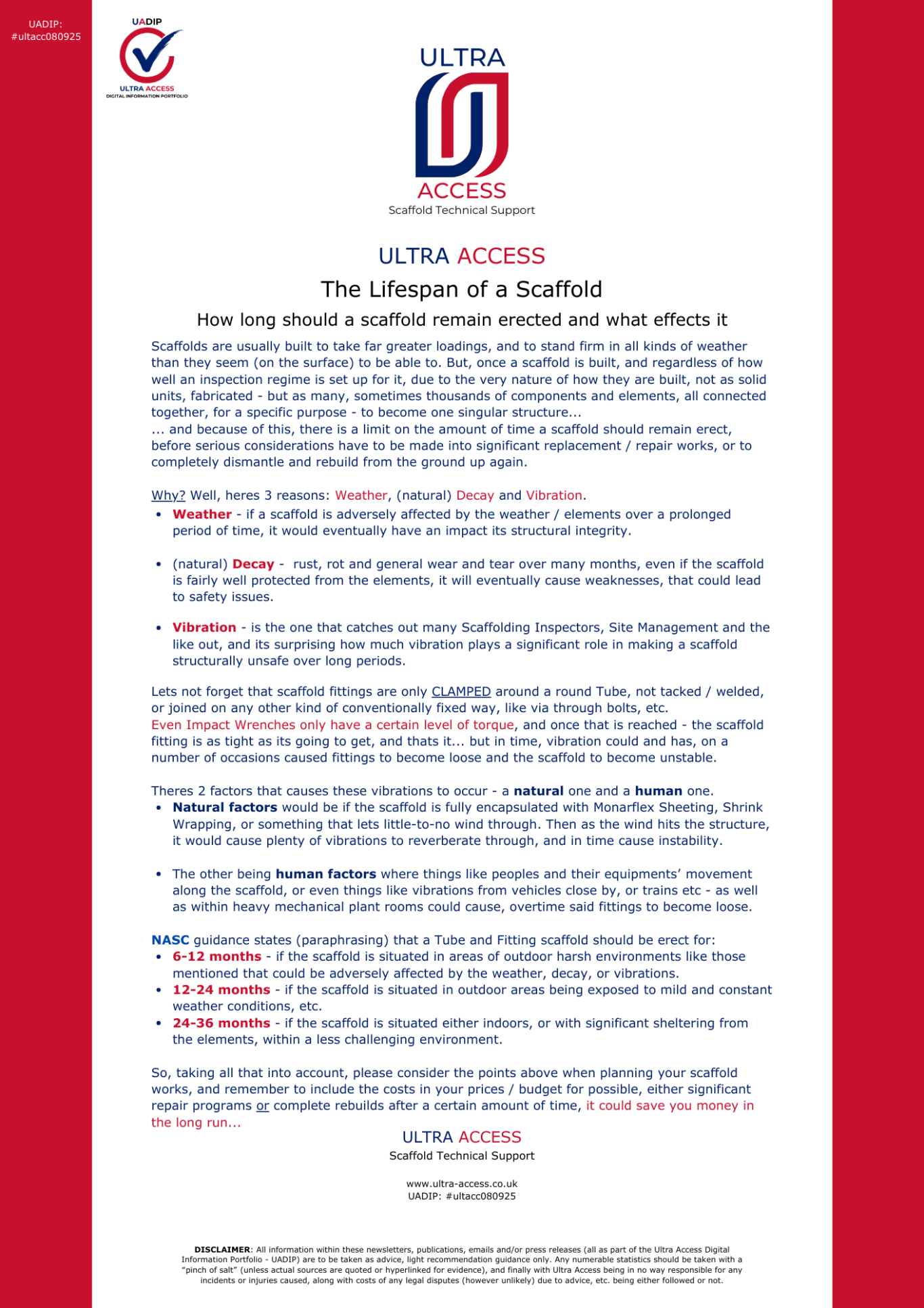 The Lifespan of a Scaffold