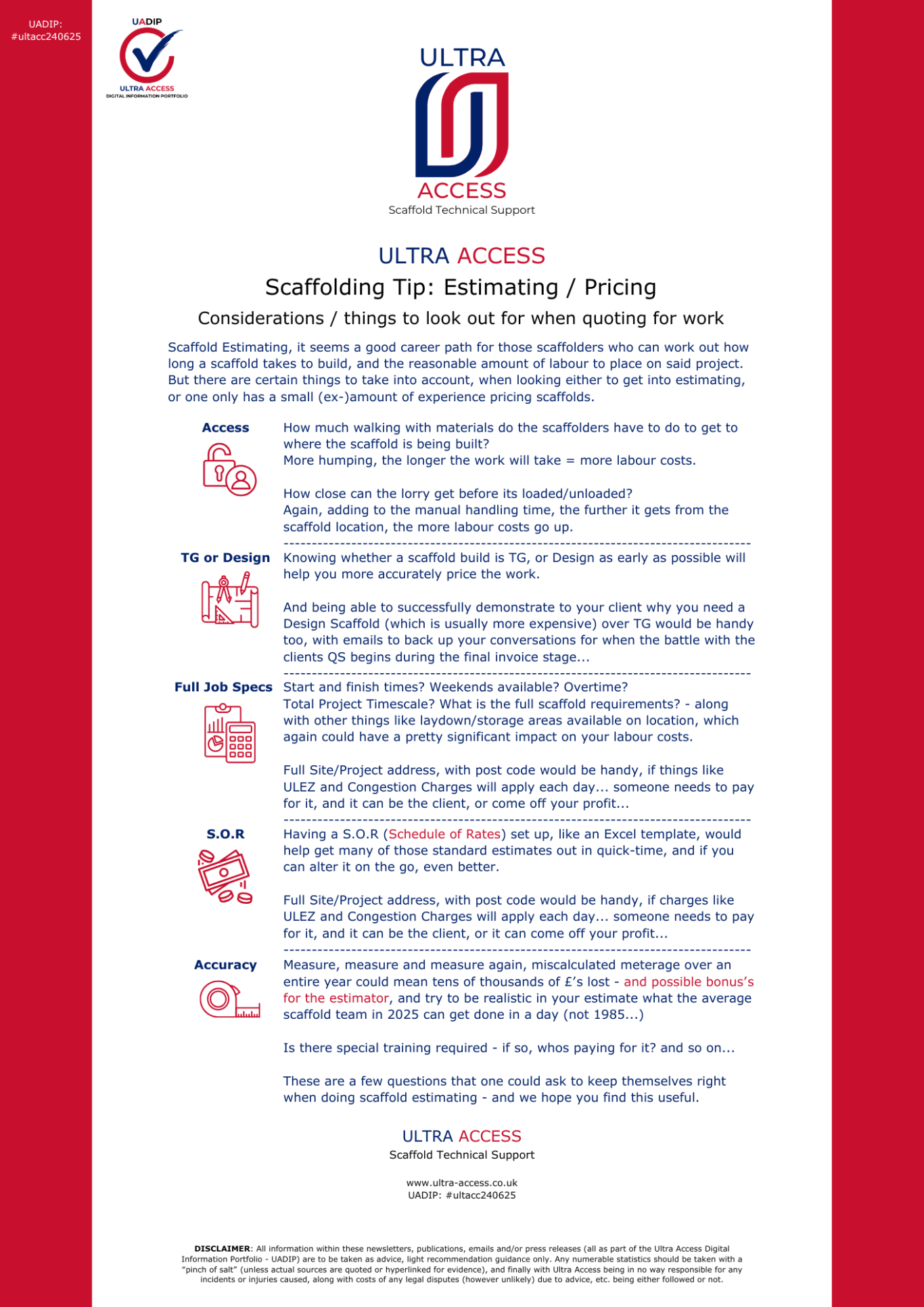Scaffolding Tip: Estimating / Pricing a Scaffold
