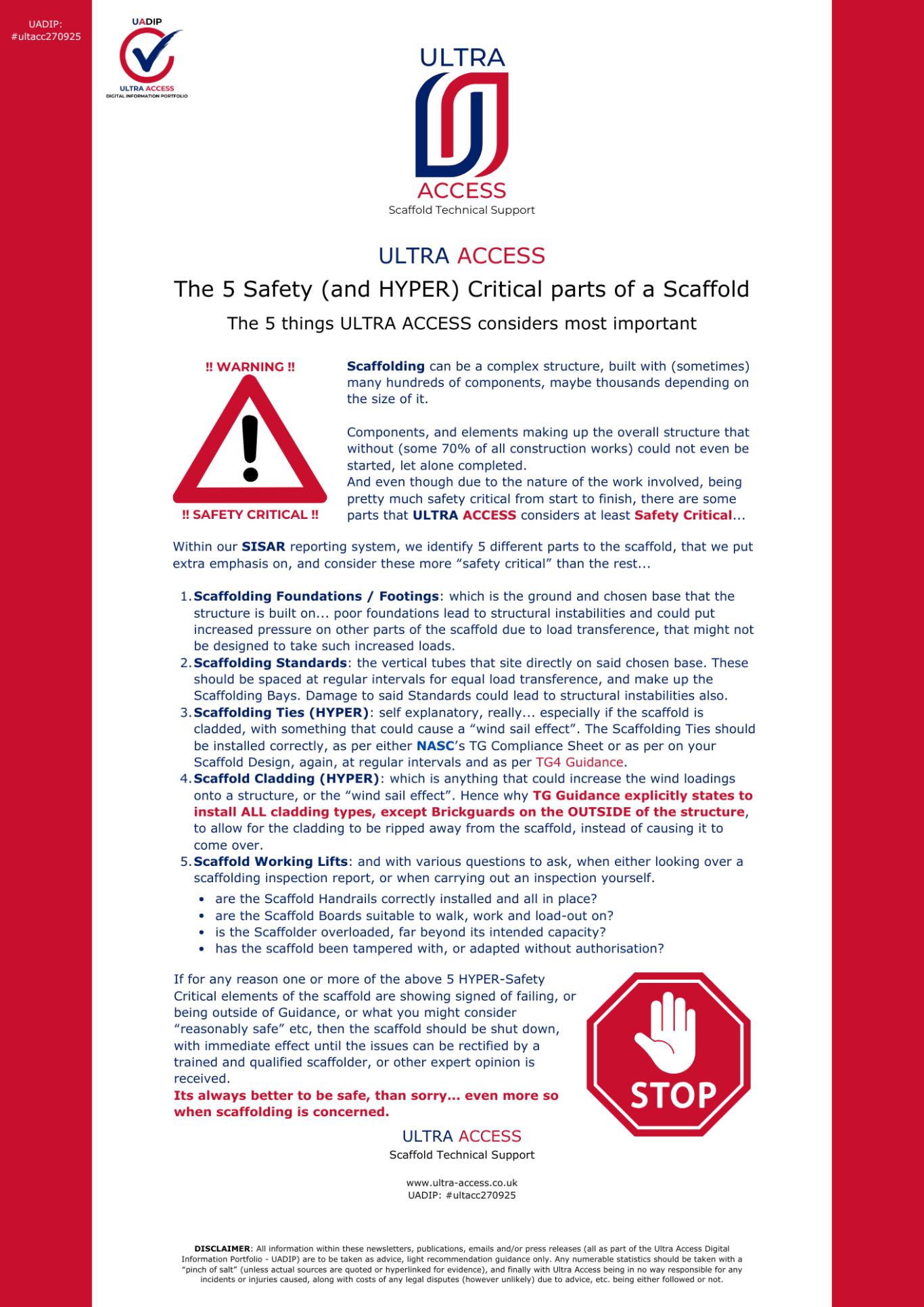 The 5 Scaffold "Safety (and HYPER-Safety) Critical" Elements