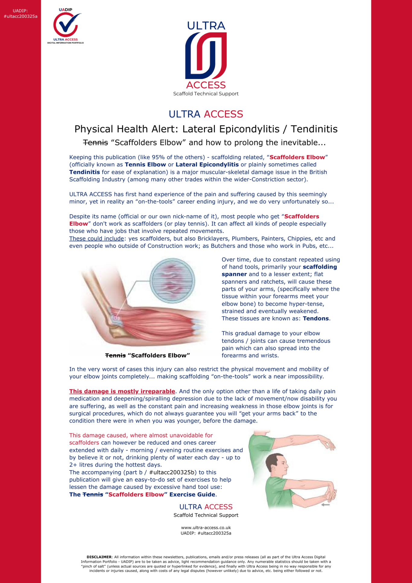 Physical Health Alert (Lateral Epicondylitis / Tendinitis)