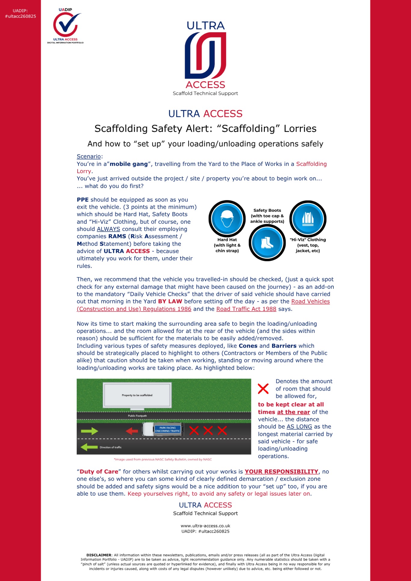 Scaffolding safety Alert ("Scaffolding" Lorries)