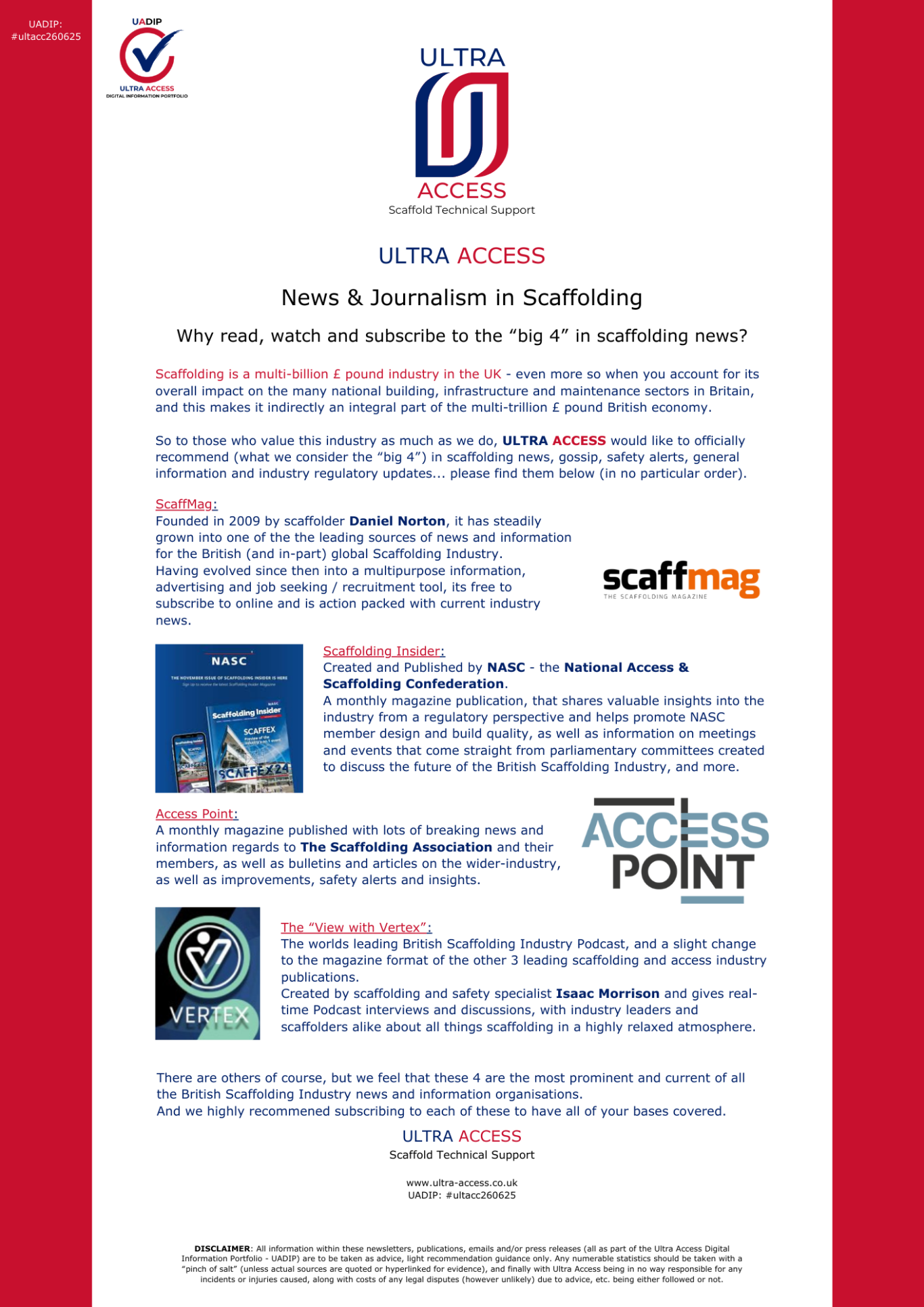 News and Journalism in Scaffolding