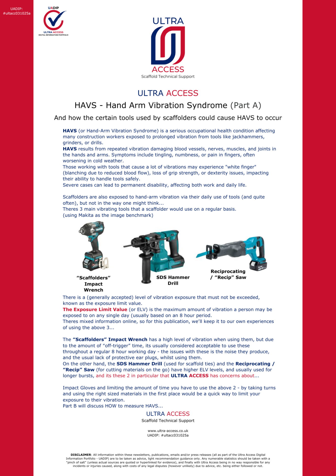 HAVS - Hand-Arm Vibration Syndrome