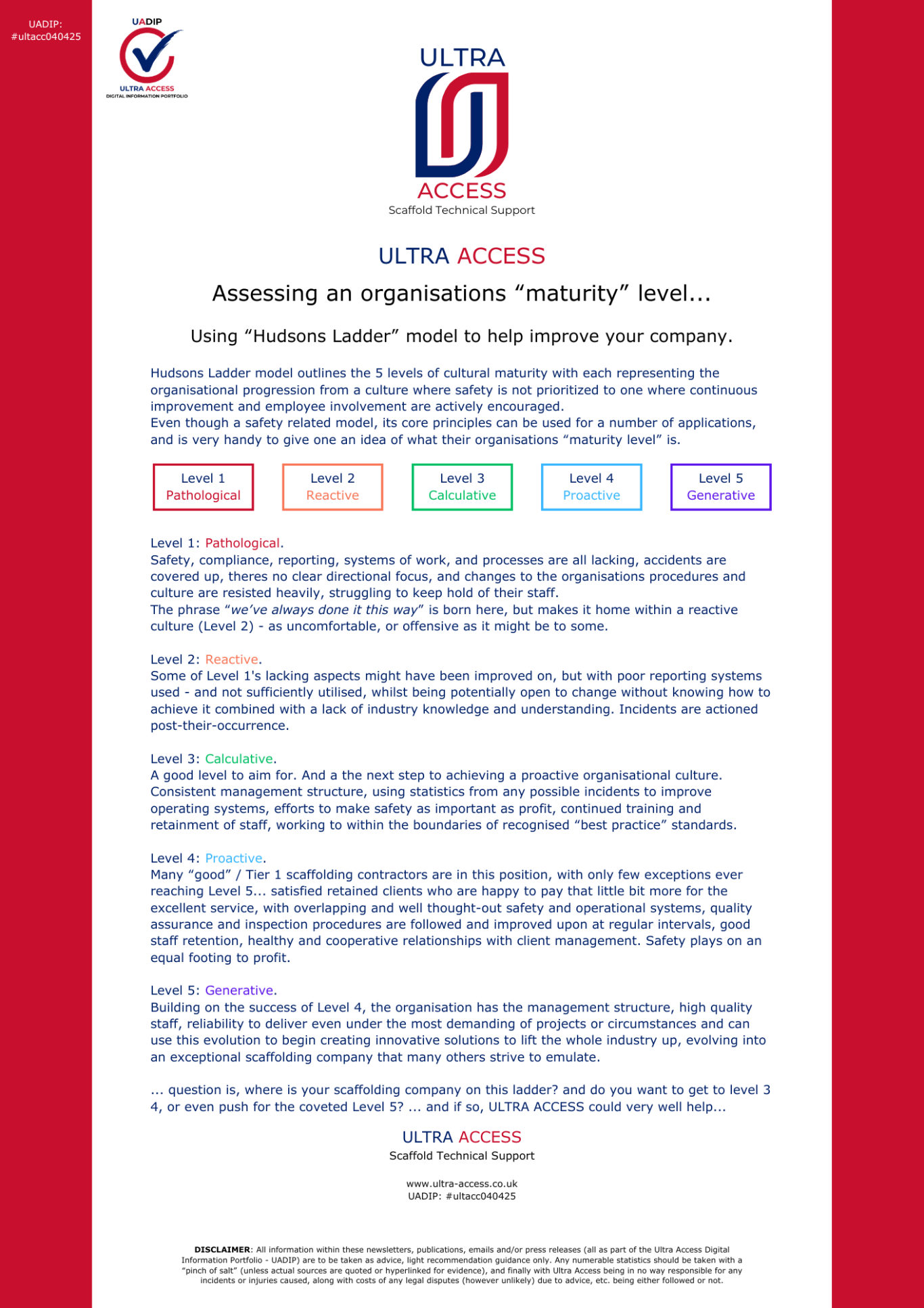 Assessing an organisations "Maturity Level"