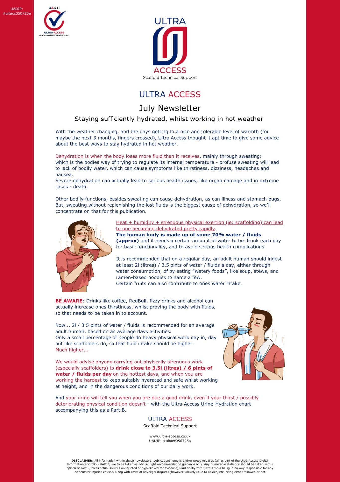 July Newsletter (Keeping Hydrated in Hot Weather)